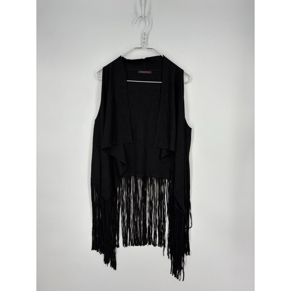 Do Everything in Love Vest Women's One Size Black Long Cowgirl Fringe